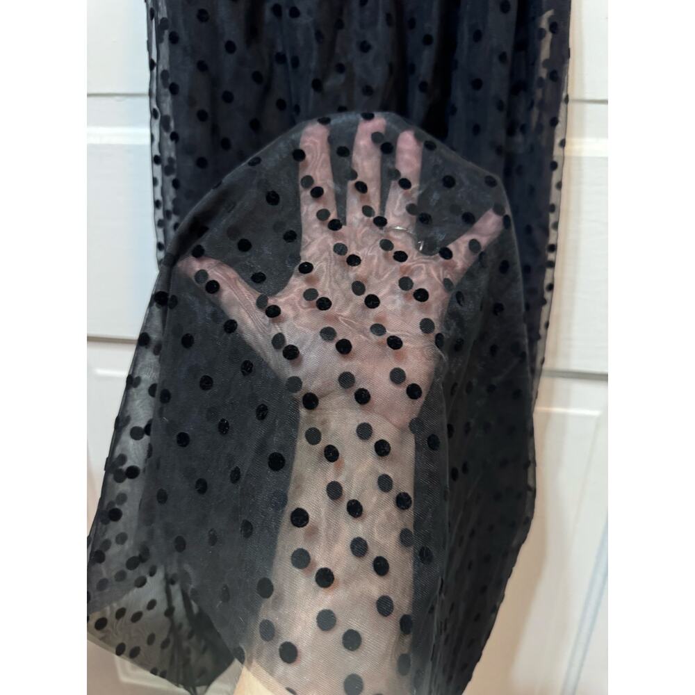 NWT Rebecca Vallance Black Sheer Tulle Belted Bodysuit Midi Tiffani Dress Size 8 - Picture 8 of 16